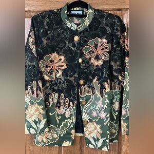 Indigo Moon Floral Embroidered Jacket